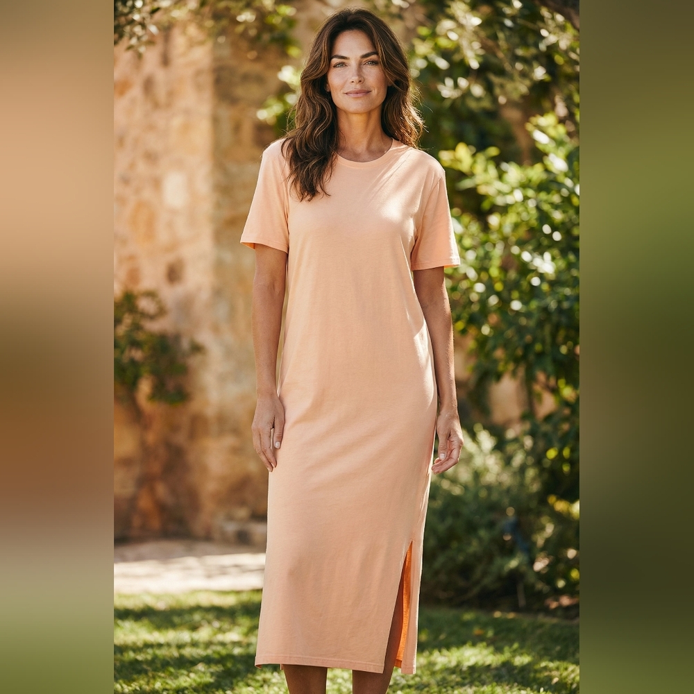Mono B Peach Short-Sleeve Maxi Dress